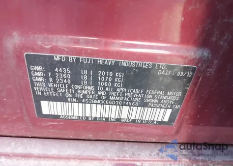 2013 Subaru Legacy 2.5I Limited из США, поврежденный, VIN 4S3BMCK66D3014568